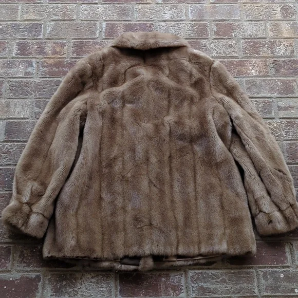 Vintage 1960s Faux Fur Beige Mink Style Cropped Coat Cut Fur Tissavel - Picture 7 of 10